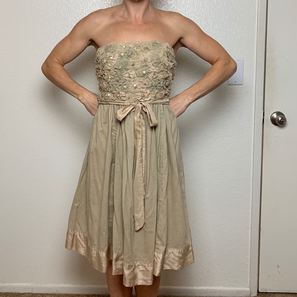 Silk cotton flower bud embellished bust dress